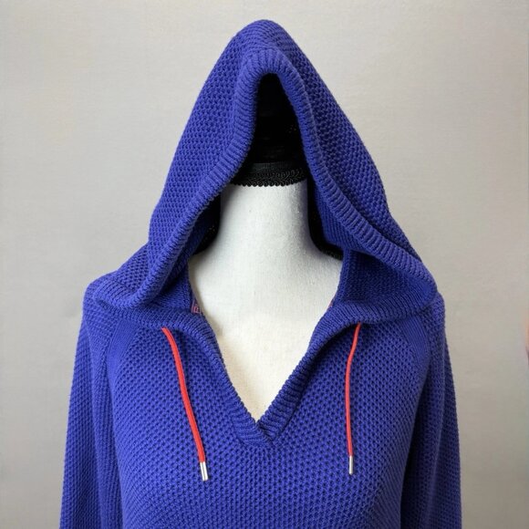 Lauren Ralph Lauren Waffle Knit Hoodie Womens Sz S Purple Blue Drawstring Bold - Picture 5 of 9